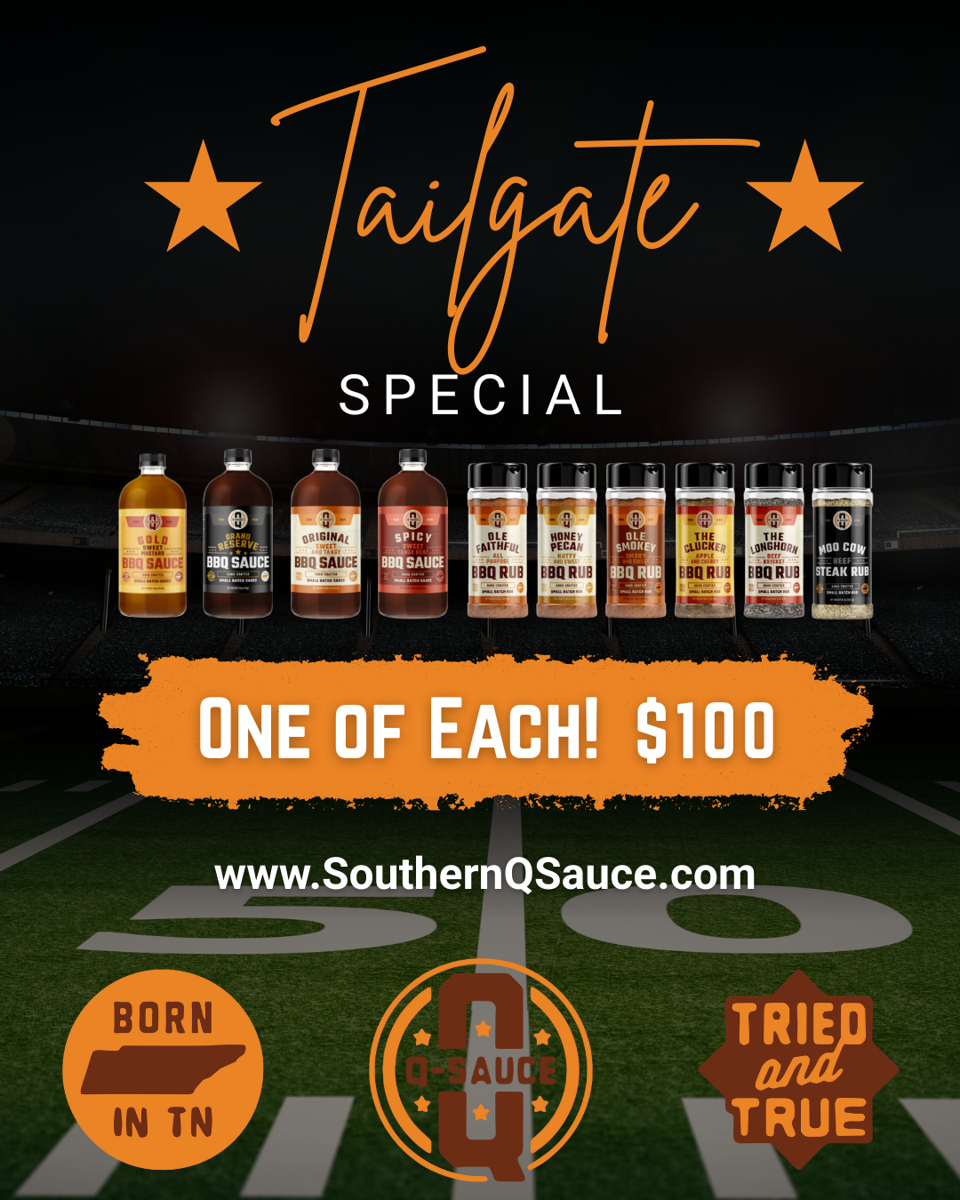 Q Sauce Tailgate Special
