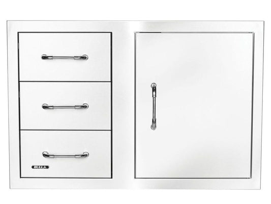 Bull 30-Inch Stainless Steel 3 Drawer Door Combo with Reveal