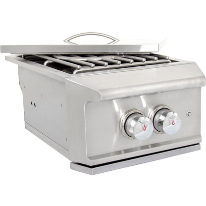 Blaze Professional LUX Built-In Gas High Performance Power Burner w/ Wok Ring & Stainless Steel Lid