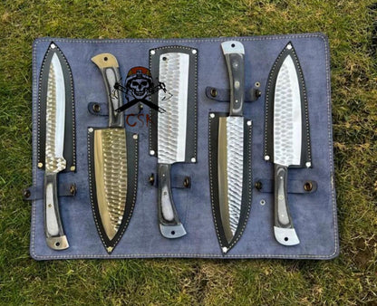 5pcs Custom made D2 Steel chef knives set