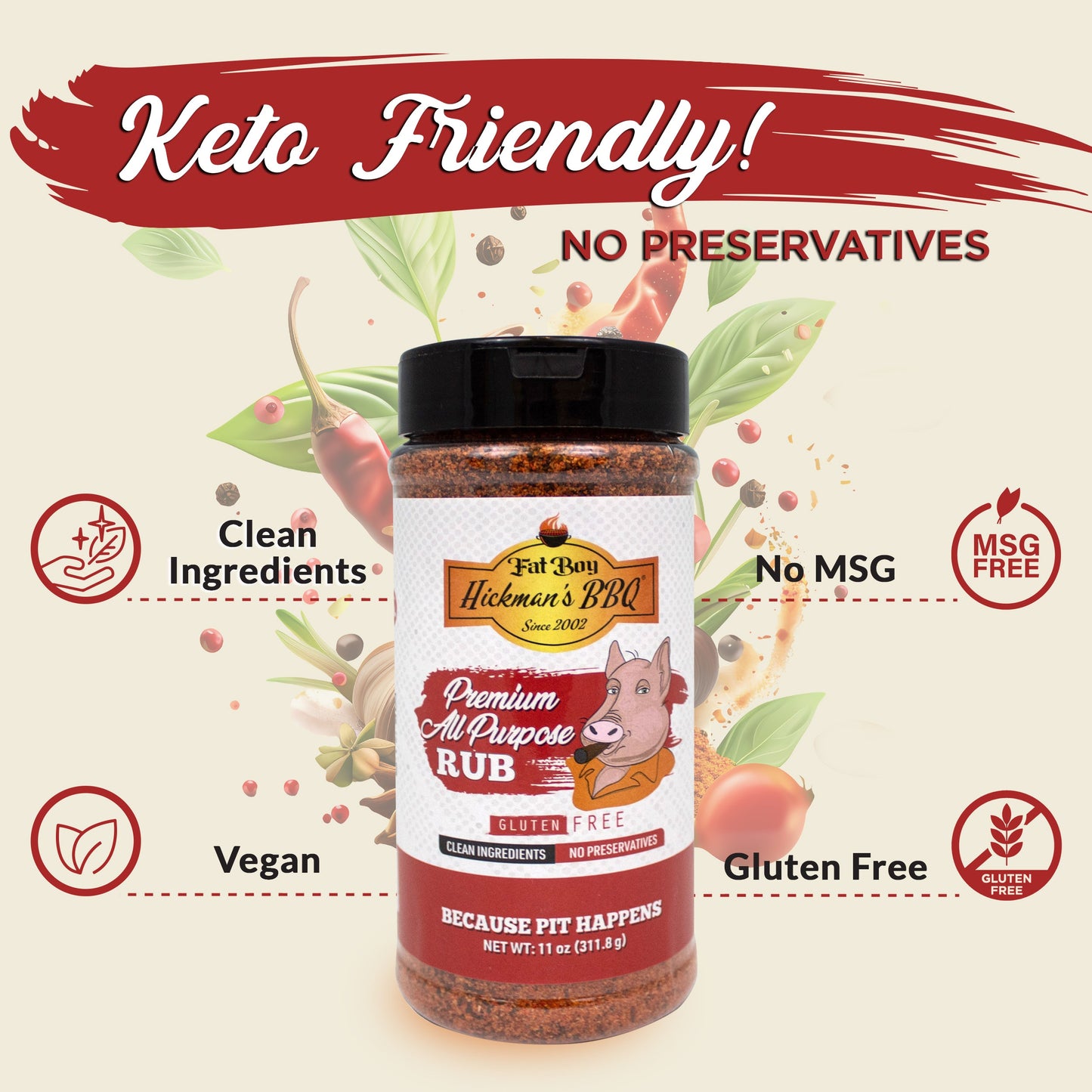 Premium All Purpose Gluten Free Keto Friendly BBQ Rub 11 oz
