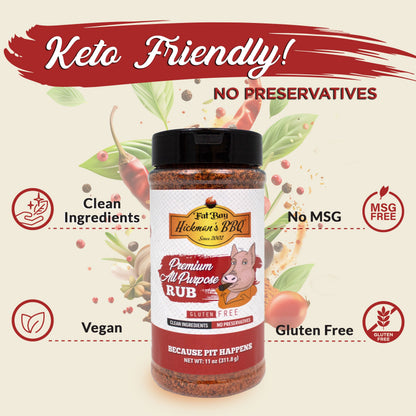 Premium All Purpose Gluten Free Keto Friendly BBQ Rub 11 oz