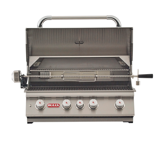 Bull Angus 30-Inch 4-Burner Built-In Gas Grill With Rear Infrared Burner & Rotisserie Kit