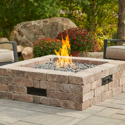 Bronson Block Square Gas Fire Pit Kit