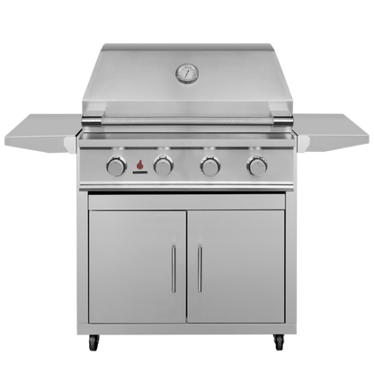 TrueFlame E-Series 32-Inch 4-Burner Gas Grill on Double Door Cart