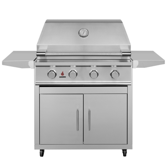 TrueFlame E-Series 32-Inch 4-Burner Gas Grill on Double Door Cart