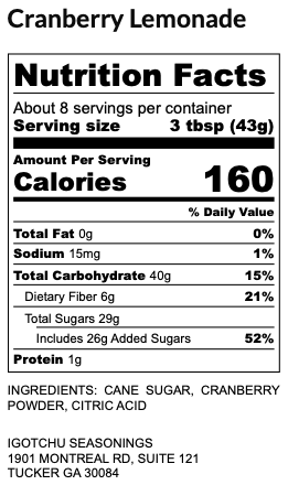 Cranberry Lemonade Drink Mix