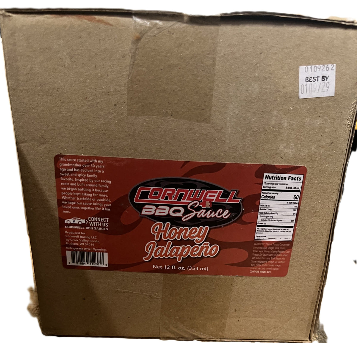 Case of Cornwell Honey Jalapeno BBQ Sauce