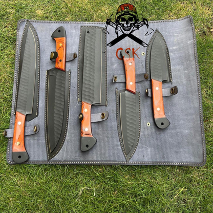 5 Piece Black Coated Chef Knive Set
