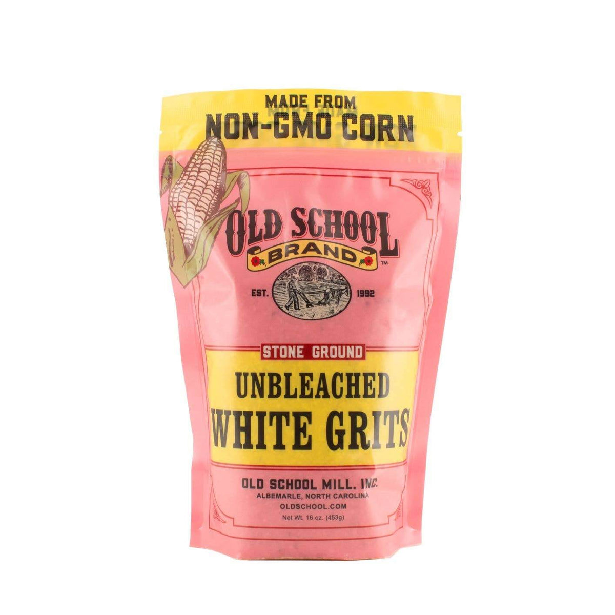 Old School Brand Stone Ground White Unbleached Grits, 1lb