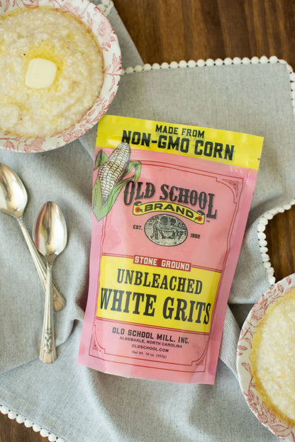 Old School Brand Stone Ground White Unbleached Grits, 1lb