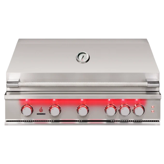 TrueFlame 40-Inch 5-Burner Built-In Grill with Rear Infrared Burner and Grill Lights