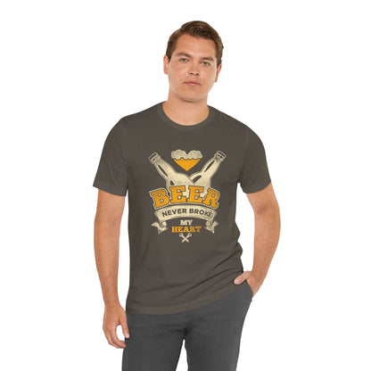 BEER NEVER BROKE MY HEART BBQ T-SHIRT