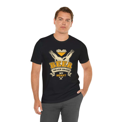 BEER NEVER BROKE MY HEART BBQ T-SHIRT