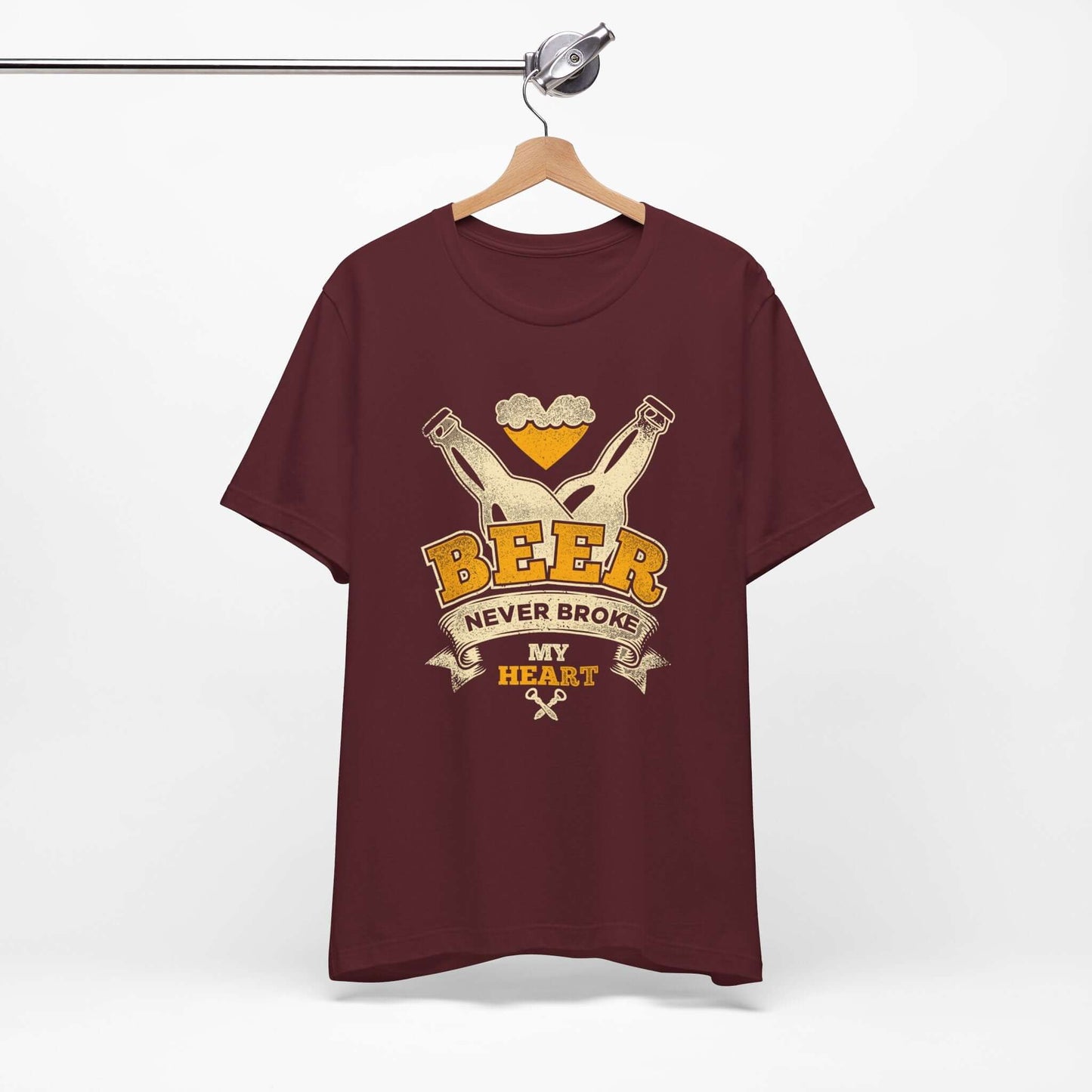 BEER NEVER BROKE MY HEART BBQ T-SHIRT