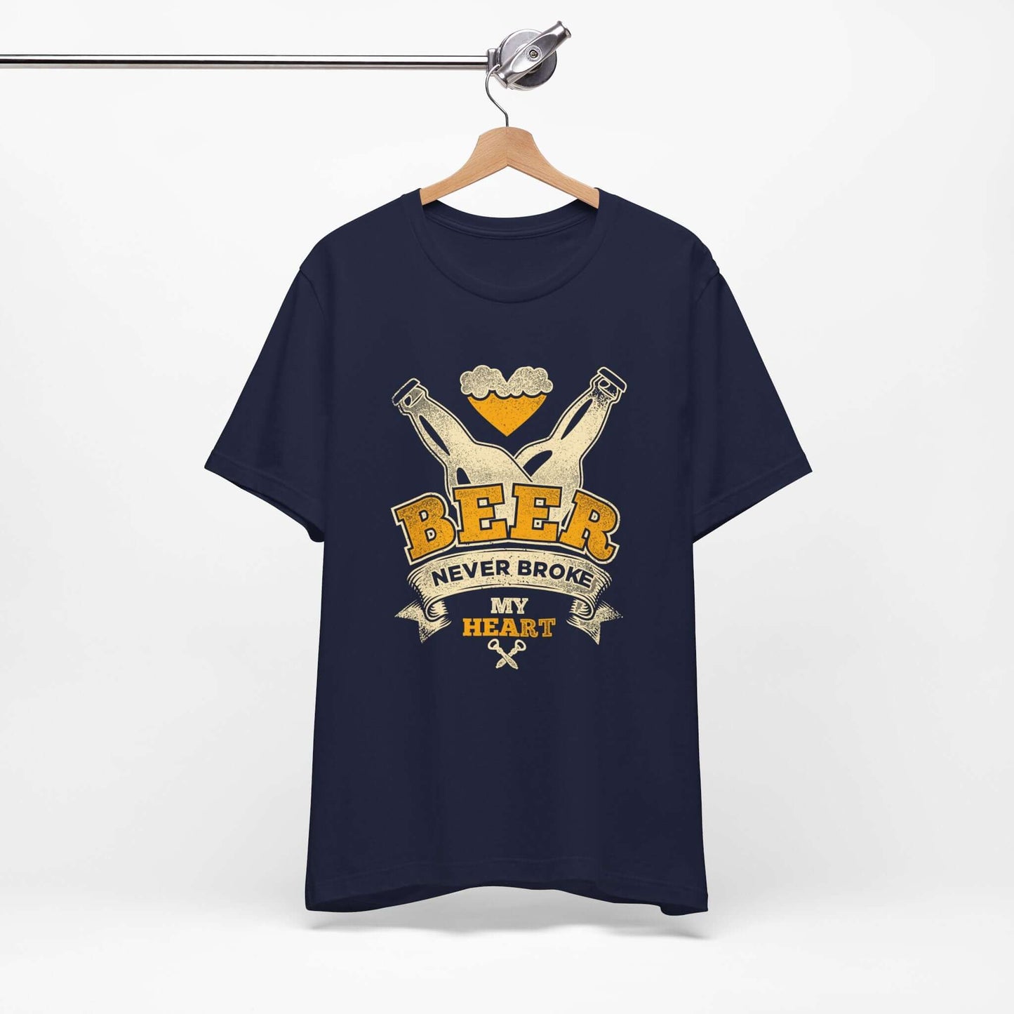 BEER NEVER BROKE MY HEART BBQ T-SHIRT