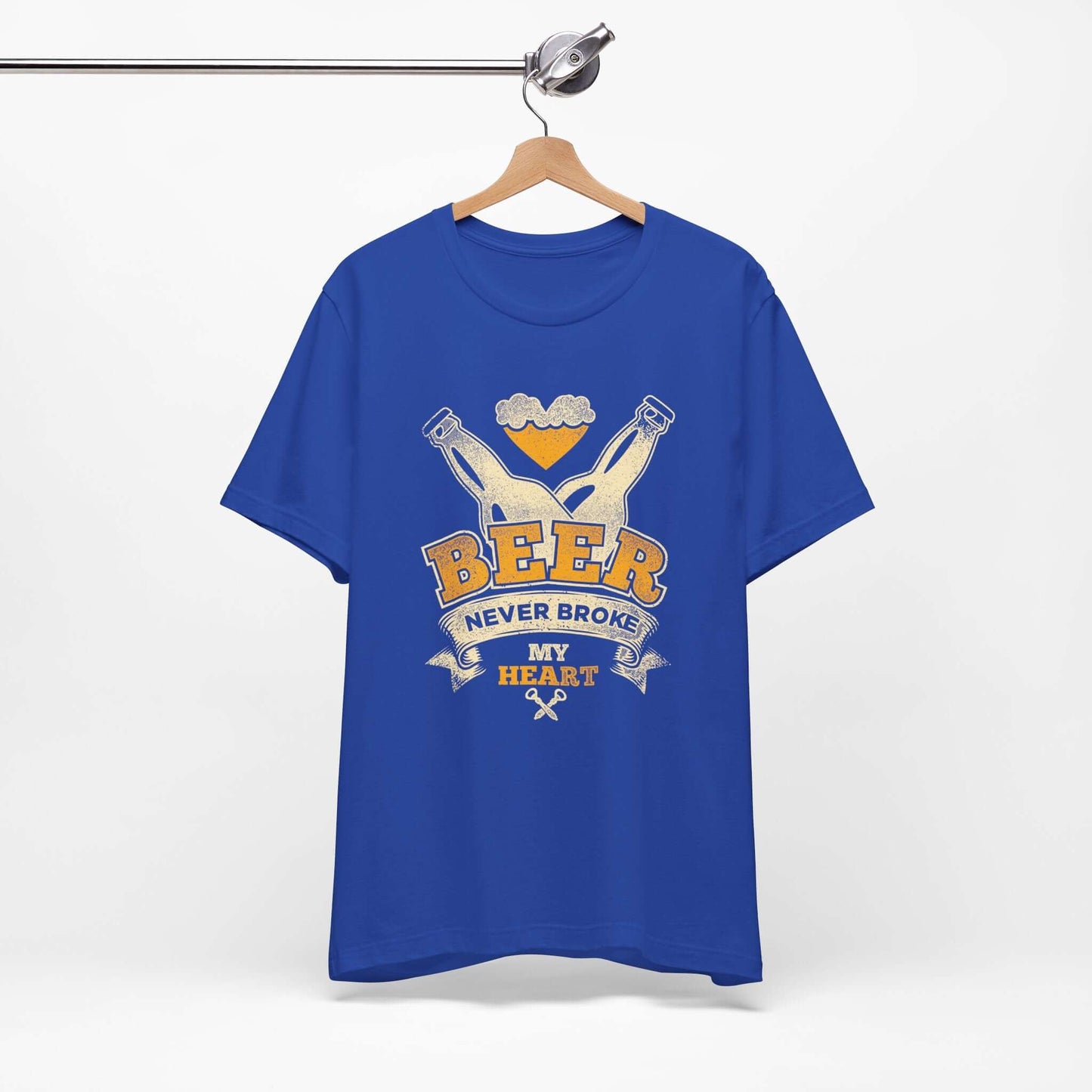 BEER NEVER BROKE MY HEART BBQ T-SHIRT