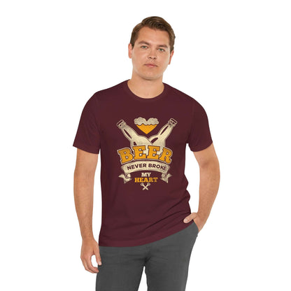 BEER NEVER BROKE MY HEART BBQ T-SHIRT