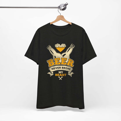 BEER NEVER BROKE MY HEART BBQ T-SHIRT