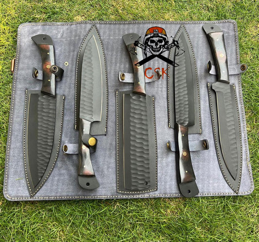 5 Piece Black Coated Chef Knives