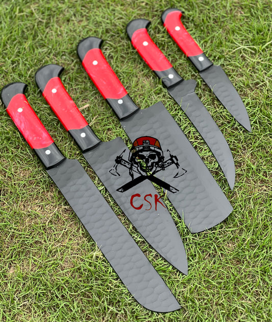 Hand Forged Black Coated 5 pcs Chef Set