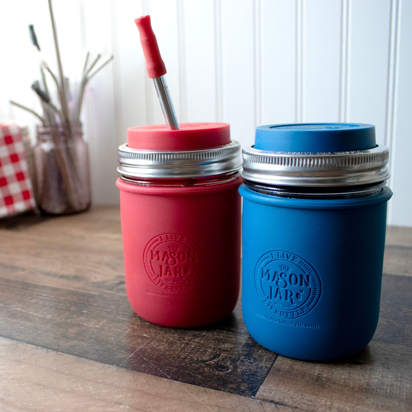 "I Live the Mason Jar Lifestyle" Silicone Laser Engraved Wide Mouth Pint Sleeve