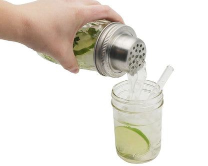 Mason Shaker Cocktail Shaker Lid with Stainless Steel Band