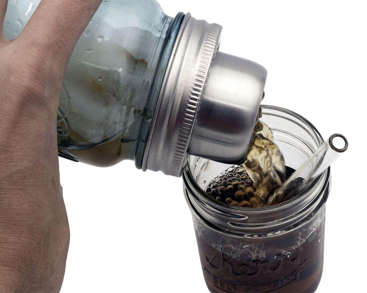 Mason Shaker Cocktail Shaker Lid with Stainless Steel Band