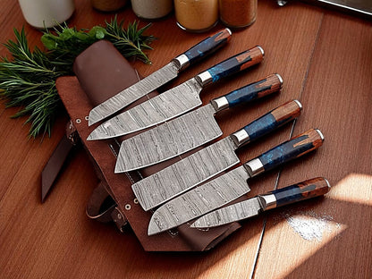 Premium Damascus Cooking Knives Set – Handmade