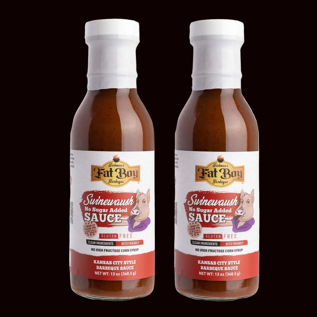 Swinewaush No Sugar Added Gluten Free Natural BBQ Sauce 13 oz - Pack of 2